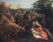 Samuel Palmer landscape with repose of the holy family oil painting on canvas